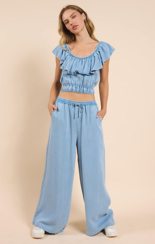 IT'S POURING WIDE LEG PANTS - SADIE SAGE