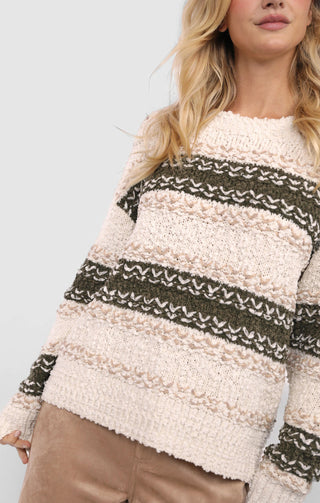 LOOSEN IP TEXTURED STRIPE SWEATER - SADIE & SAGE