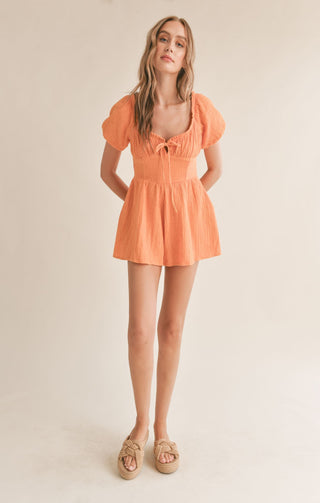 Hobbies Garment Washed Romper (Orange)