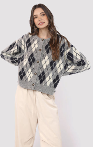BEC ARGYLE SWEATER CARDIGAN - SADIE SAGE