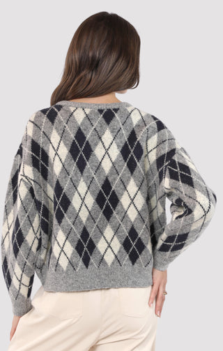 BEC ARGYLE SWEATER CARDIGAN - SADIE SAGE