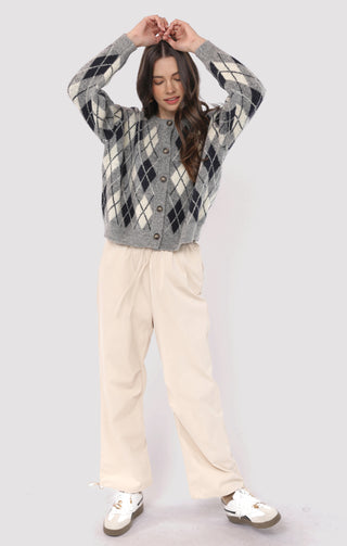 BEC ARGYLE SWEATER CARDIGAN - SADIE SAGE