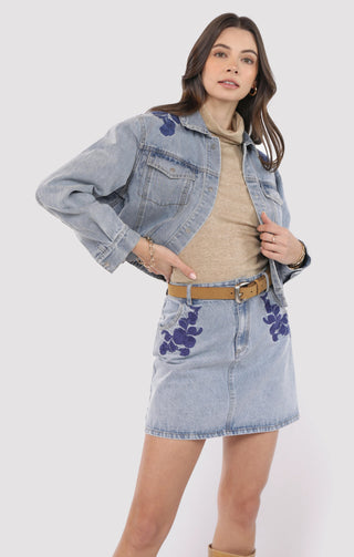MOST LIKELY EMBROIDERED DENIM JACKET - SADIE SAGE