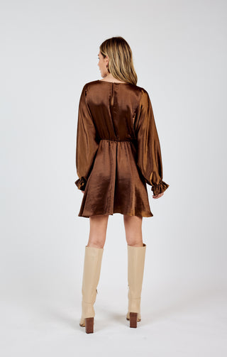 WARM TEA DOLMAN SLV MINI DRESS (CHOCOLATE)