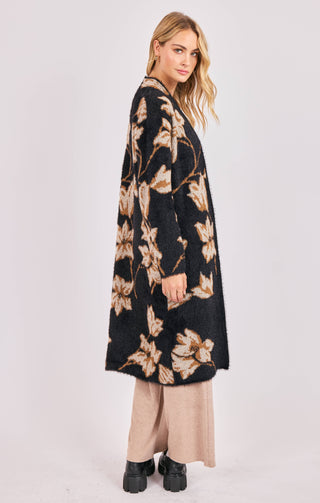 EMORY FLORAL INTARSIA OPEN DUSTER CARDI - SADIE & SAGE