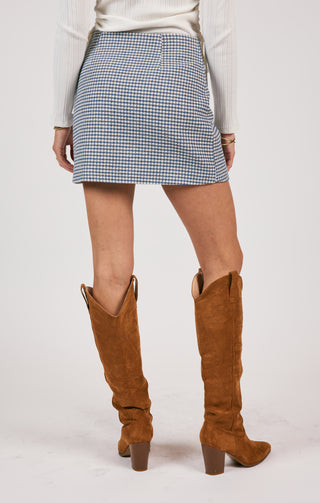 JOURNALING HOUNDSTOOTH MINI SKIRT - SAGE THE LABEL