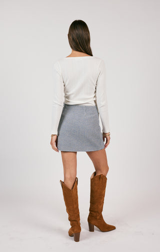 JOURNALING HOUNDSTOOTH MINI SKIRT - SAGE THE LABEL