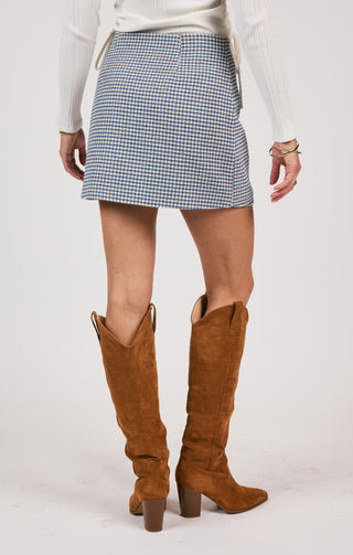 JOURNALING HOUNDSTOOTH MINI SKIRT - SAGE THE LABEL