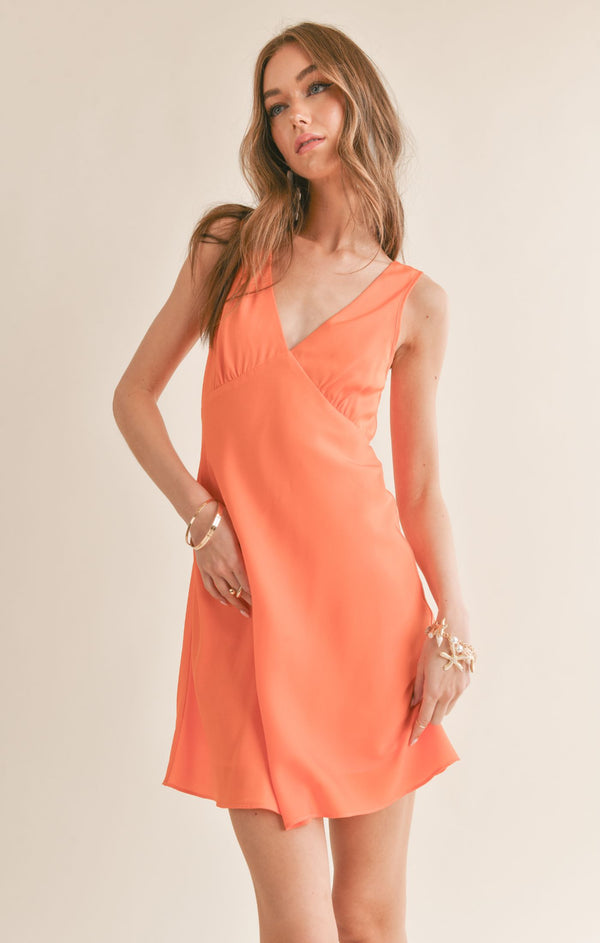 Show Off Satin Dress (Orange) - Sage The Label