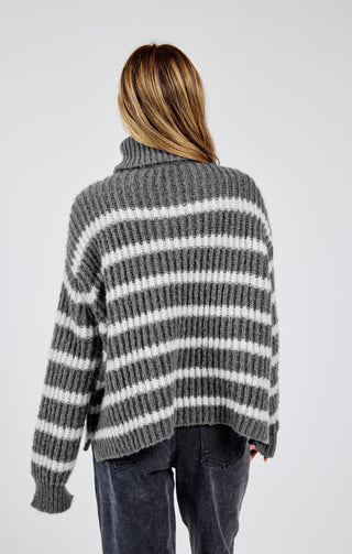 AKI TURTLE NECK STRIPED SWEATER - SADIE & SAGE