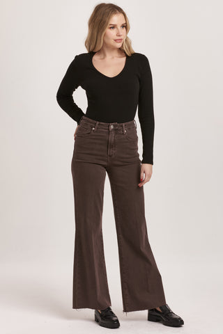 FIONA WIDE LEG JEAN (MOCHA BROWN) - DEAR JOHN
