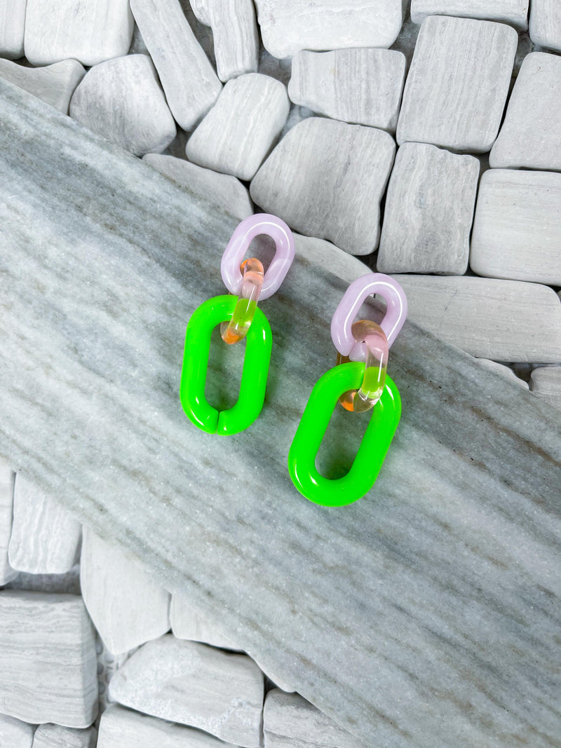 Pink/Green Retro Earrings