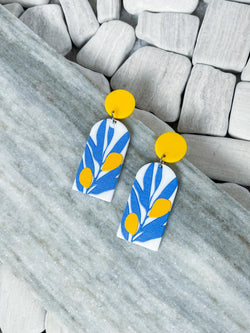 Plastic Blue/Yellow Earrings