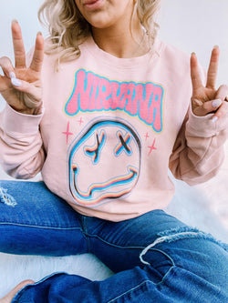 Vintage Band Graphic Sweatshirt In Dusty Rose
