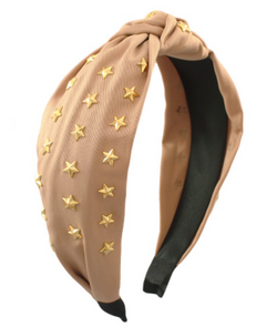 Star Studded Knotted Headband in Tan
