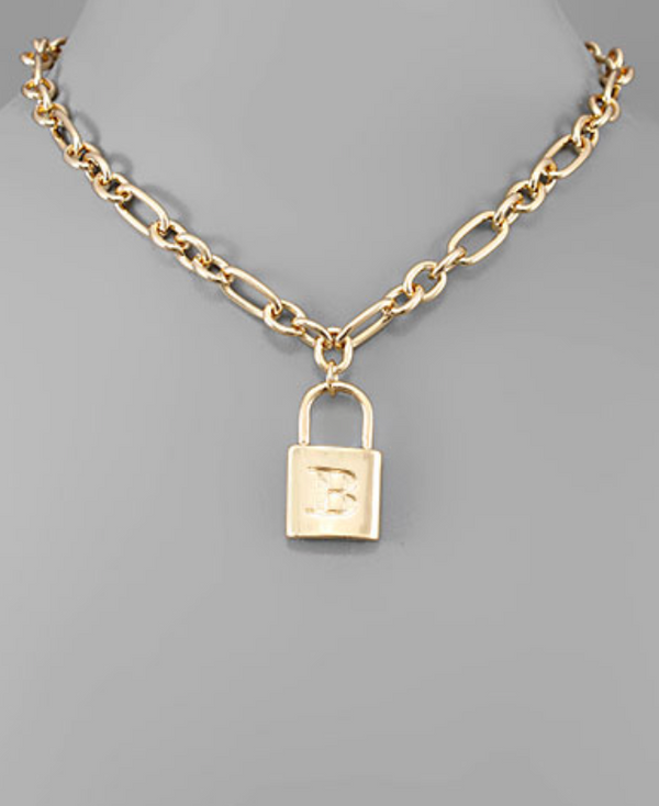 Initial Lock Chain Necklace (Select Initial)