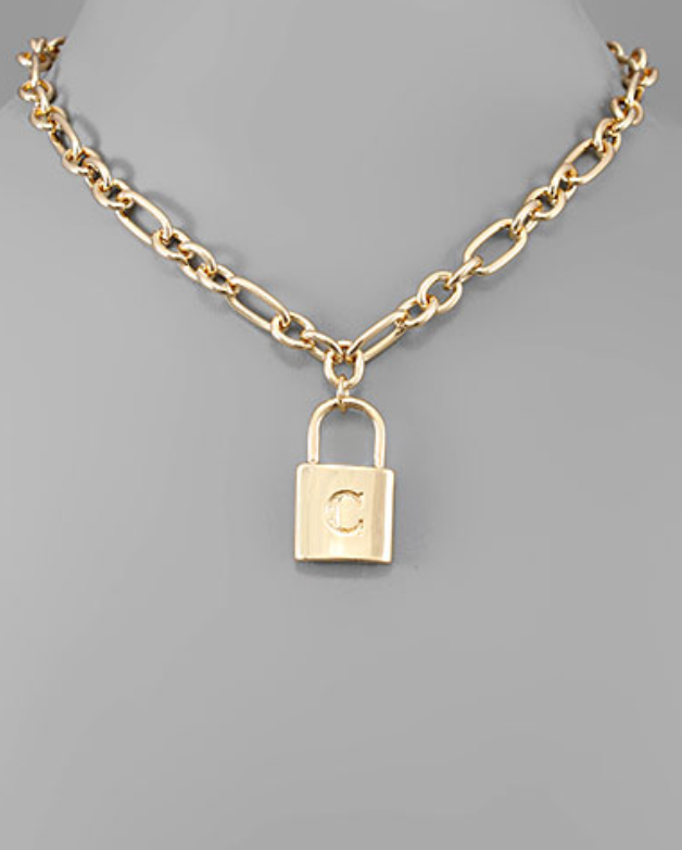 Initial Lock Chain Necklace (Select Initial)