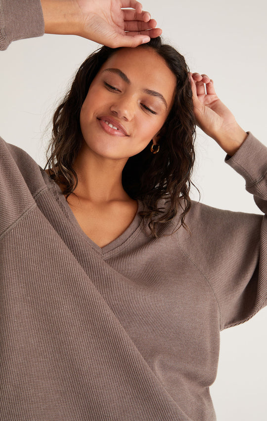 FRANCES WAFFLE LONG SLEEVE TOP (Top Earth) - Z SUPPLY