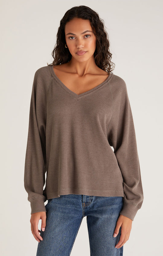 FRANCES WAFFLE LONG SLEEVE TOP (Top Earth) - Z SUPPLY