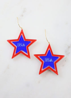 USA Star Earring TRI COLOR